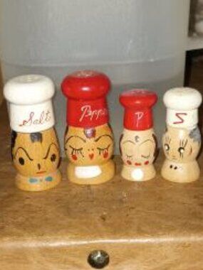 Vintage Gleem Wooden Chef's Salt & Pepper Shakers - NC Japan
